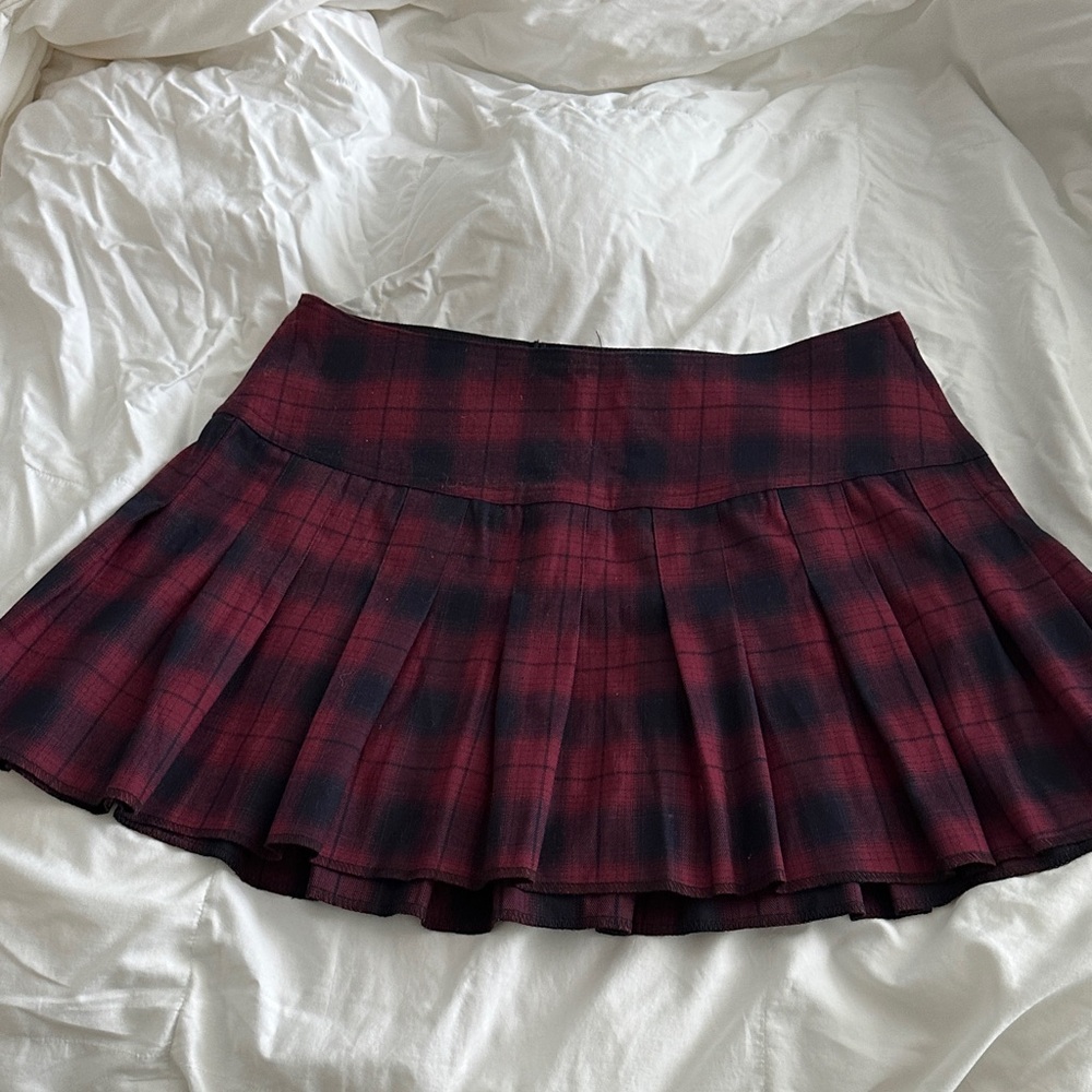 Current Mood Red and Black Plaid Skater Skirt